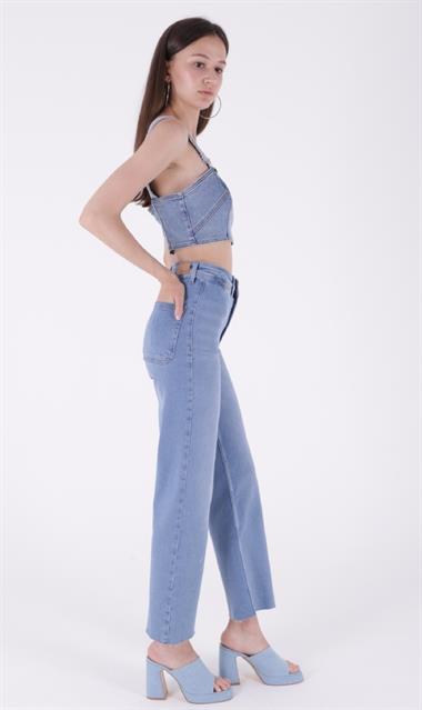 Dekoratif Cep Detaylı Palazzo Kot Pantolon