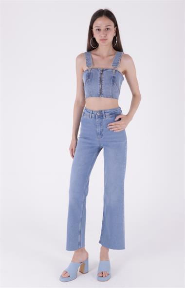 Dekoratif Cep Detaylı Palazzo Kot Pantolon