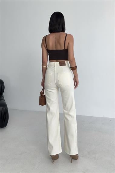 Dekoratif Cep Detaylı Palazzo Kot Pantolon