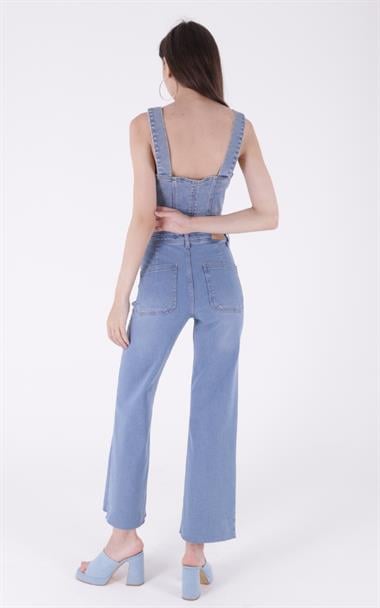 Dekoratif Cep Detaylı Palazzo Kot Pantolon