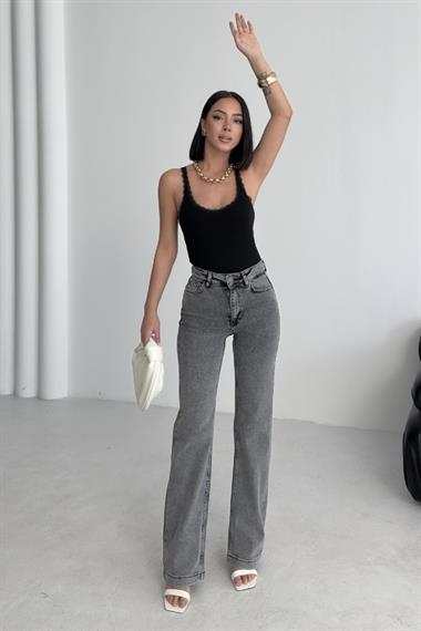 Dikişli Paça Bol Paça Relax Kot Pantolon