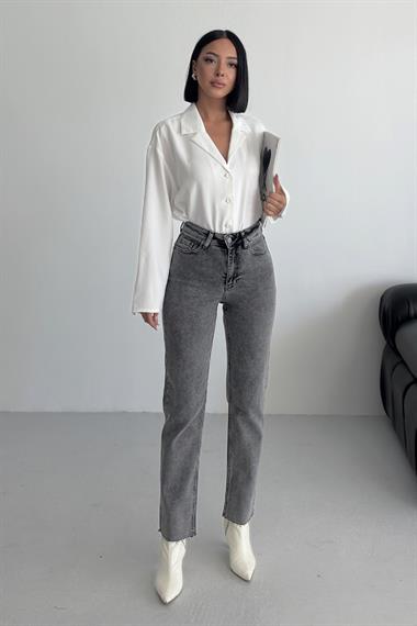 Dikişsiz Paça Mom Fit Kot Pantolon