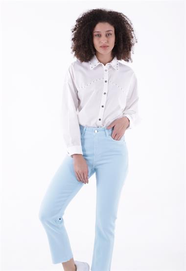 Dikişsiz Paça Mom Fit Kot Pantolon