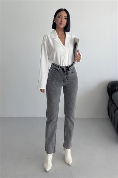Dikişsiz Paça Mom Fit Kot Pantolon 764