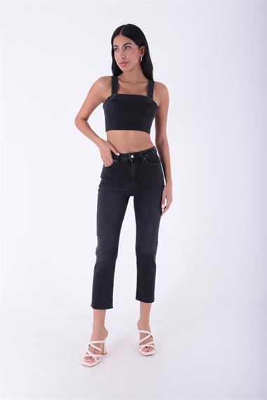 Dikişsiz Paça Mom Fit Kot Pantolon