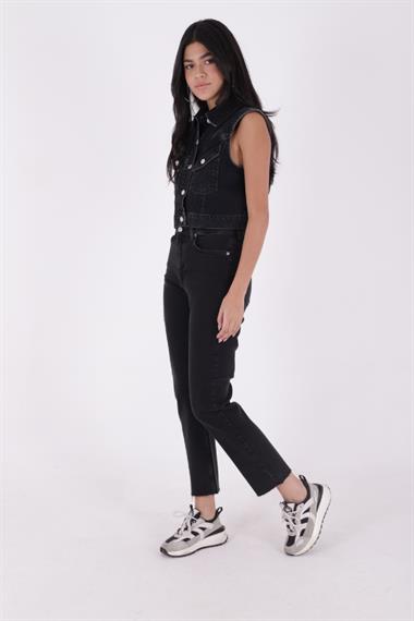 Dikişsiz Paça Mom Fit Kot Pantolon