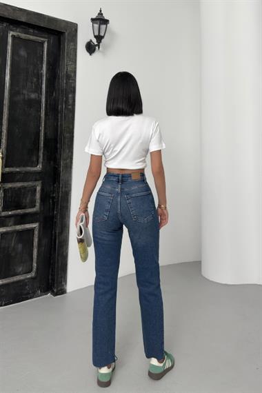 Dikişsiz Paça Mom Fit Kot Pantolon