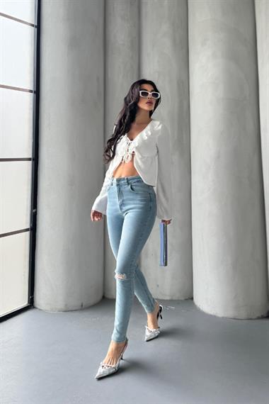 Dizi Yırtık Kot Pantolon