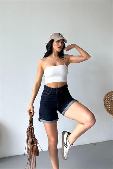 Duble Paça Kot Şort