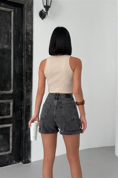 Duble Paça Kot Şort
