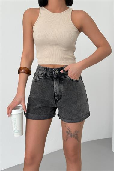 Duble Paça Kot Şort