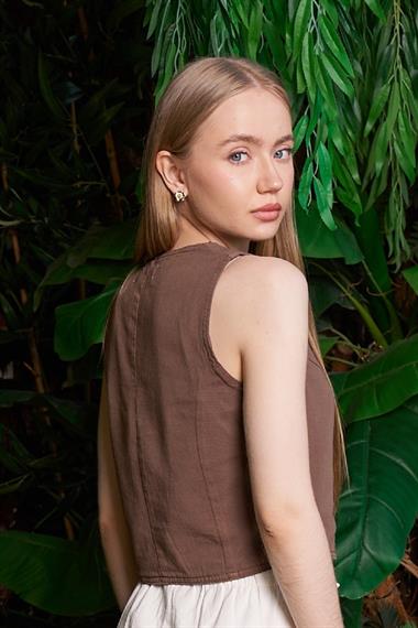 Düğmeli Keten Yelek