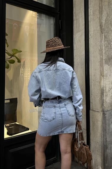 Düğmeli Mini Kot Elbise