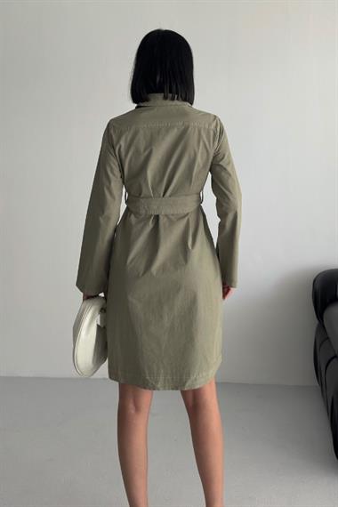 Düğmeli Uzun Gömlek Elbise