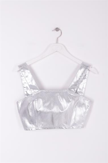 Fermuarlı Askılı Kot Büstiyer