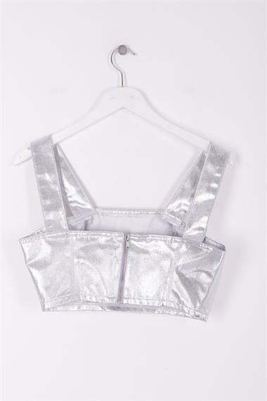 Fermuarlı Askılı Kot Büstiyer