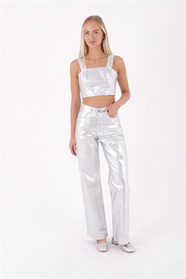 Fermuarlı Askılı Kot Büstiyer