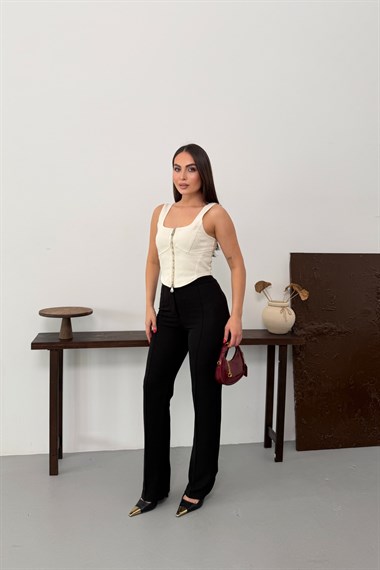 Fermuarlı Denim Büstiyer