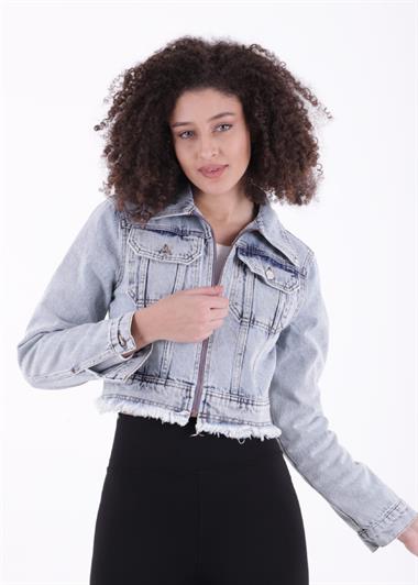 Fermuarlı Püskül Detaylı Kot Ceket