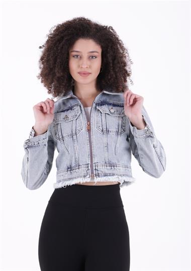 Fermuarlı Püskül Detaylı Kot Ceket