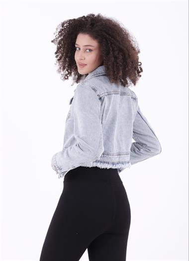 Fermuarlı Püskül Detaylı Kot Ceket