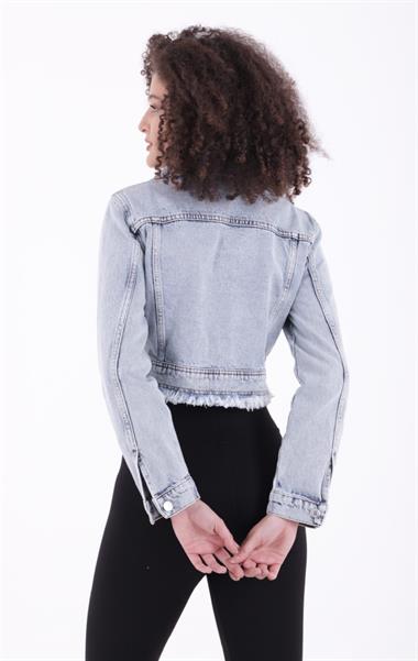 Fermuarlı Püskül Detaylı Kot Ceket