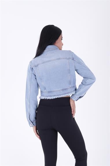 Fermuarlı Püskül Detaylı Kot Ceket