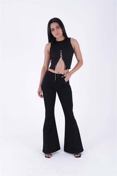 Geniş İspanyol Kot Pantolon