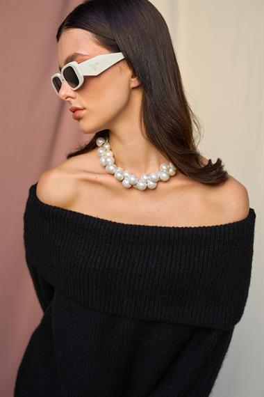 Kadın Alia Triko Kazak - Siyah