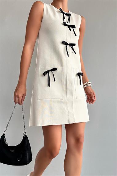 Kadın Amber Triko Elbise - Krem