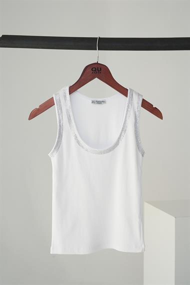 Kadın Cameron Örme Atlet - Beyaz