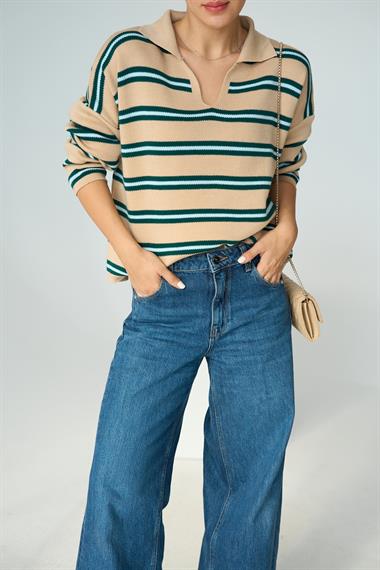 Kadın Camına Polo Yaka Kazak - Taş-Nefti