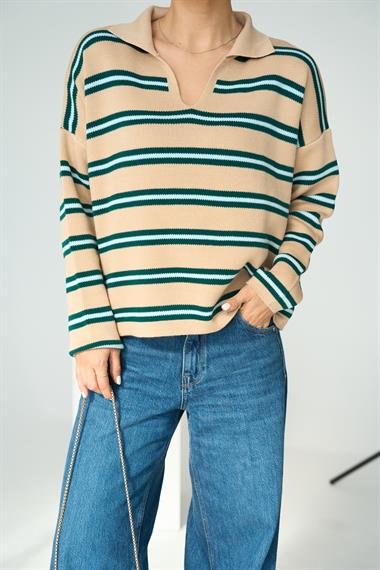 Kadın Camına Polo Yaka Kazak - Taş-Nefti