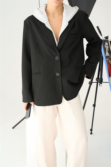 Kadın Cecy Polar Birleşik Ceket - Siyah-Gri