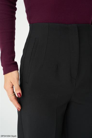 Kadın Düz Dokuma Pantolon - Siyah