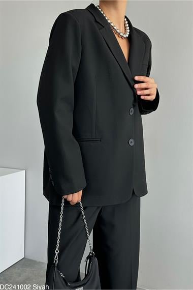 Kadın Eve Dokuma Ceket - Siyah