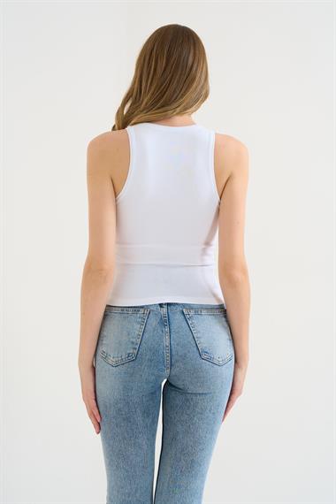 Kadın Janis Örme Atlet - Beyaz