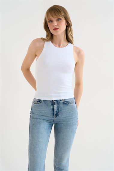 Kadın Janis Örme Atlet - Beyaz