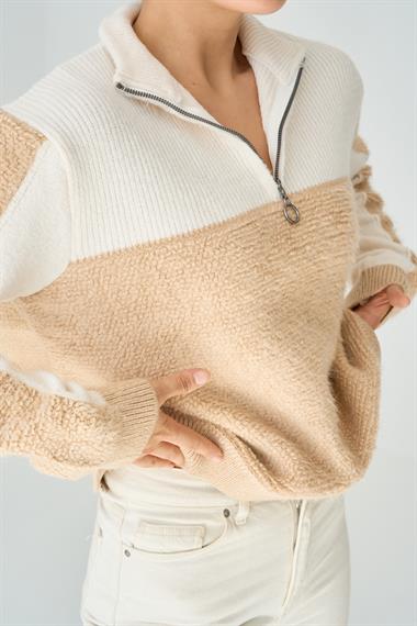 Kadın Lendina Triko Kazak - Bej-Krem