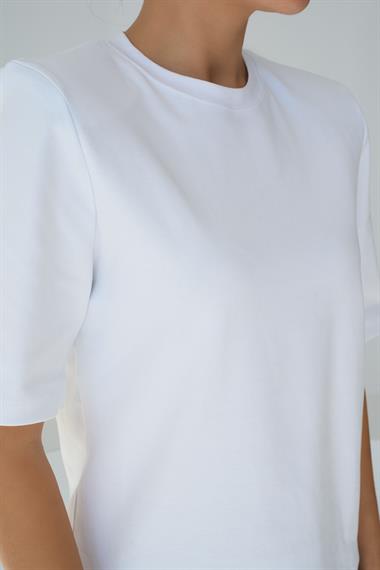 Kadın Llian Örme Kısa Kol T-shirt - Beyaz
