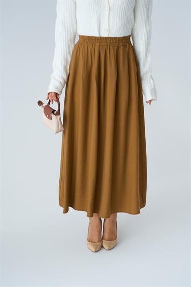 Kadın Lolli Dokuma Etek - Süt Kahve