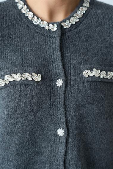 Kadın Mademoiselle Triko Hırka - Antrasit