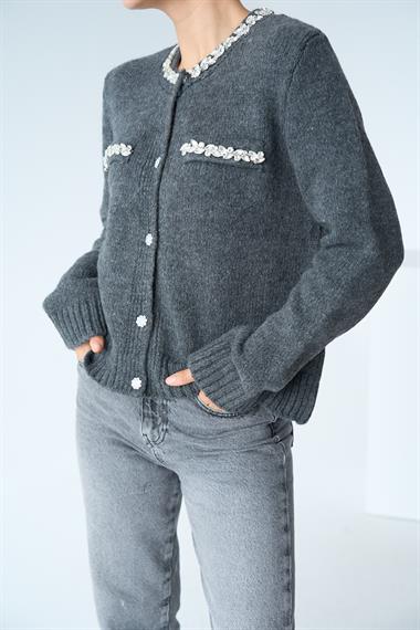 Kadın Mademoiselle Triko Hırka - Antrasit