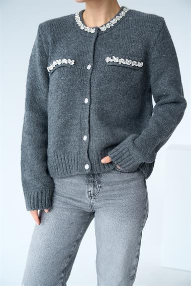 Kadın Mademoiselle Triko Hırka - Antrasit