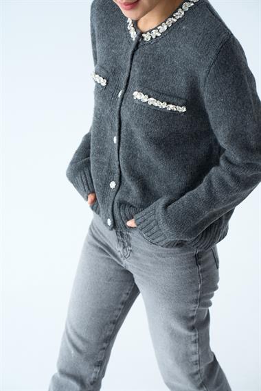 Kadın Mademoiselle Triko Hırka - Antrasit