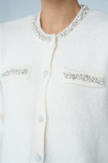 Kadın Mademoiselle Triko Hırka - Krem