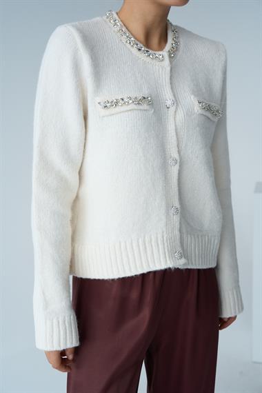 Kadın Mademoiselle Triko Hırka - Krem