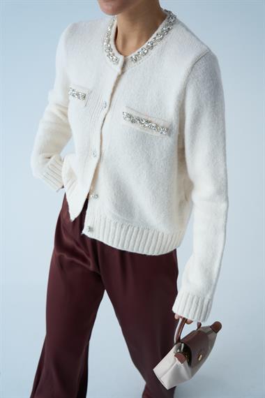 Kadın Mademoiselle Triko Hırka - Krem