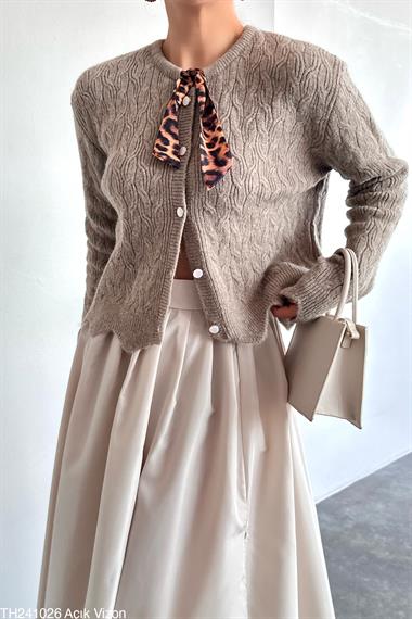 Kadın Menza Triko Hırka - Açık Vizon