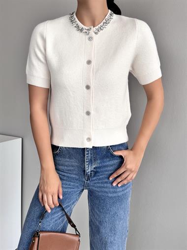 Kadın Neles Triko Hırka - Krem